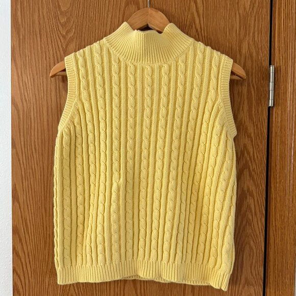 Vintage Cabin Creek Cable Knit Sweater Vest, Yellow, Large, Women's , Preppy - Picture 1 of 3